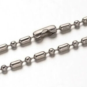 Surgical Stainless Steel Mid Century Style Dot Dash 24" Ball Chain Necklace